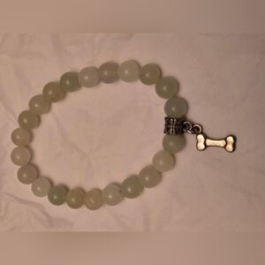 Beaded Bracelet with Siver Dog Bone Charm